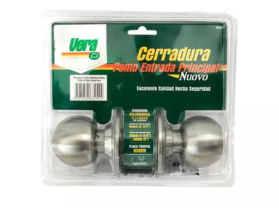 CHAPAS PUERTA ENTRADA PRINCIPAL POMO METALICO INOX NUOVO VERA